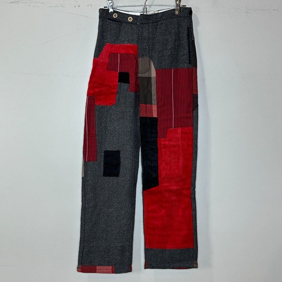 Sandrine Rose Worker Patchwork Pants Fully Lined Oversized Women's Size 31 NWT - Picture 2 of 15